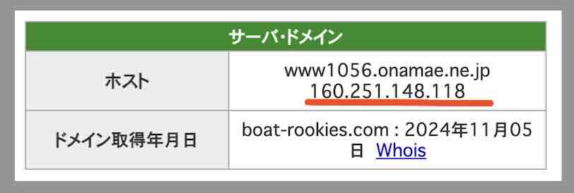 ルーキーズのIPアドレス